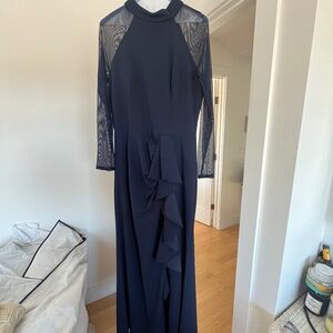 Betsy and Adam Navy floor length dress